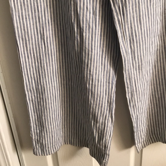 TAHARI linen blue and white striped pants - Picture 4 of 5